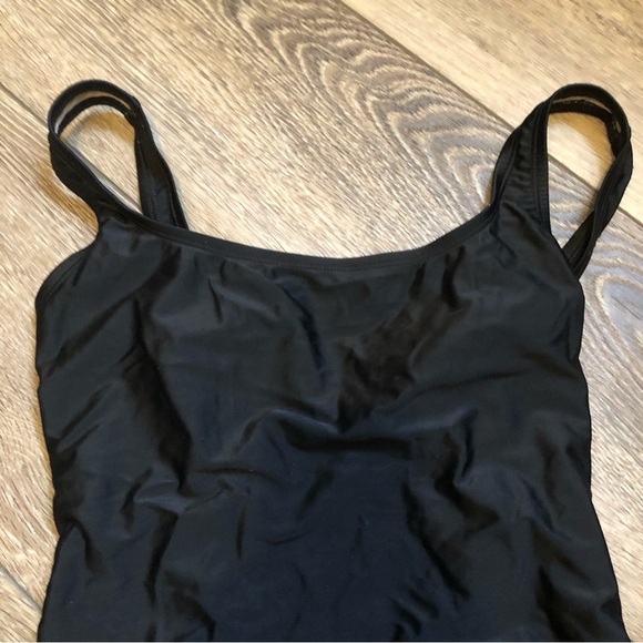 Vintage Speedo One Piece Swim Suit Sz 12 Black High  Thigh Low Back EUC - Picture 3 of 11
